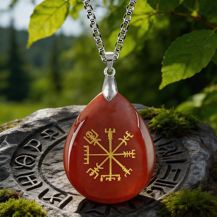 WorldNorse Viking Vegvisir Journey Warding Crystal Necklace - Red Agate - image 8