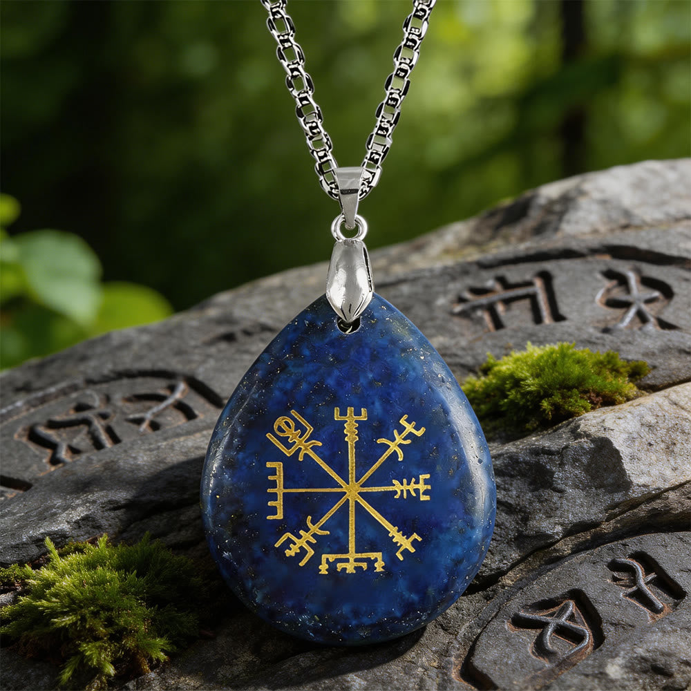 WorldNorse Viking Vegvisir Journey Warding Crystal Necklace - Lapis Lazuli - image 9