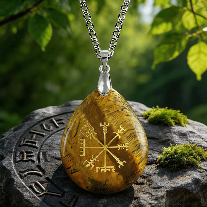 WorldNorse Viking Vegvisir Journey Warding Crystal Necklace - Tiger's Eye - image 4