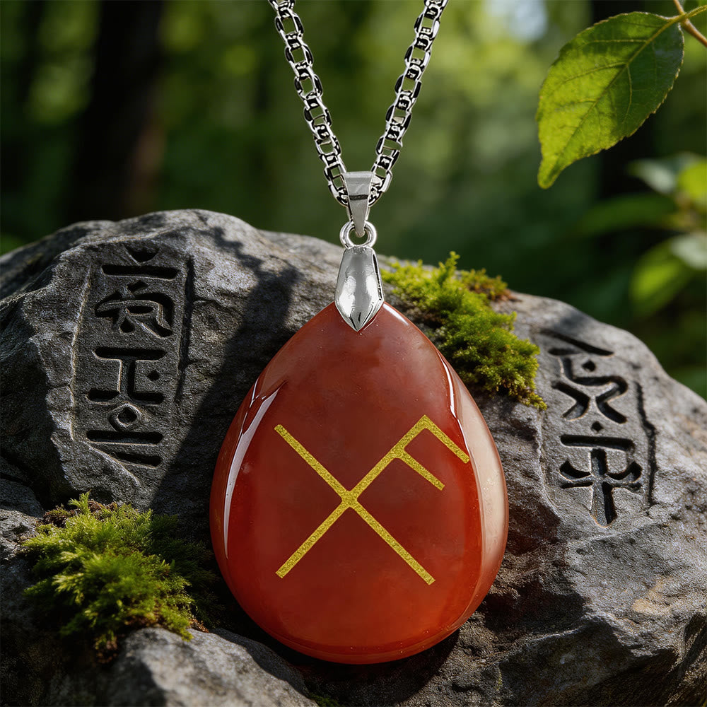 WorldNorse Viking Gibo Auja Teardrop Crystal Necklace - Red Agate - image 7