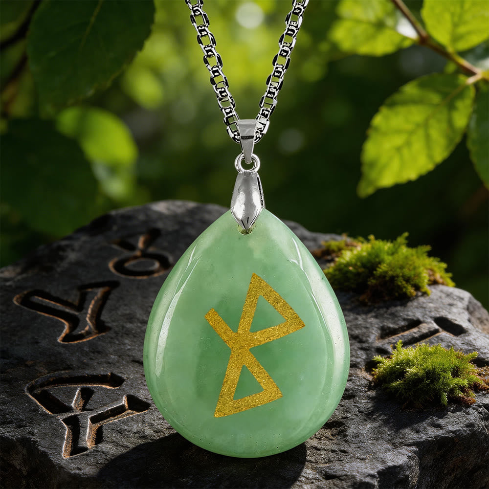 WorldNorse Healing Harmony Rune Crystal Necklace - Green Aventurine - image 0