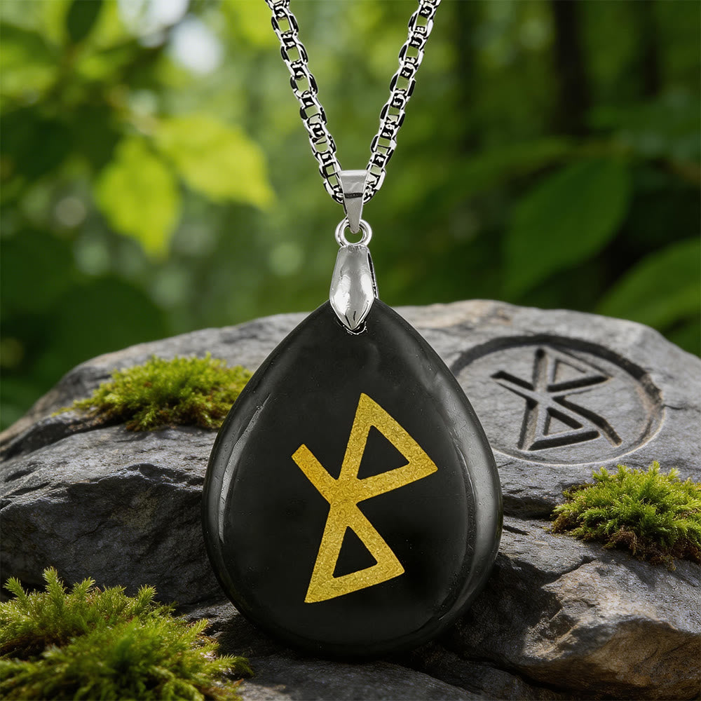WorldNorse Healing Harmony Rune Crystal Necklace - Black Obsidian - image 1