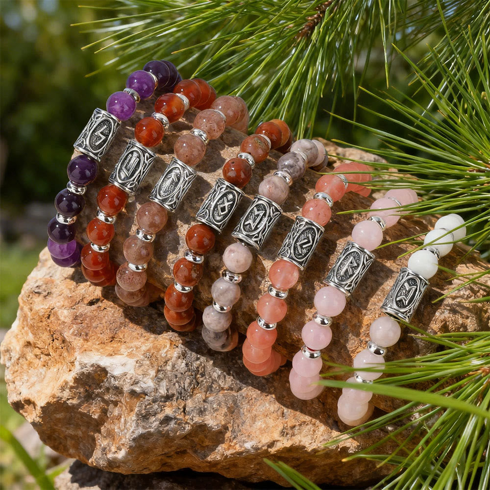 WorldNorse Viking Runes Courage Blessing Crystal Beaded Bracelet - image 0