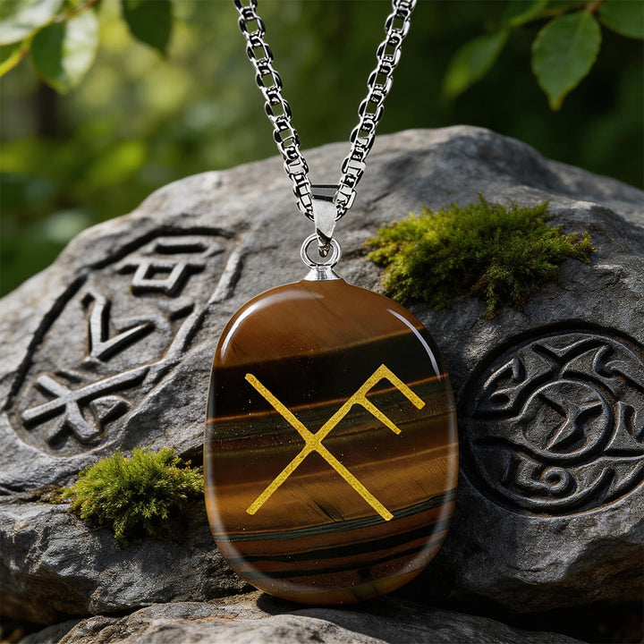 WorldNorse Gibo Auja Luck Rune Crystal Necklace - Tiger's Eye - image 10