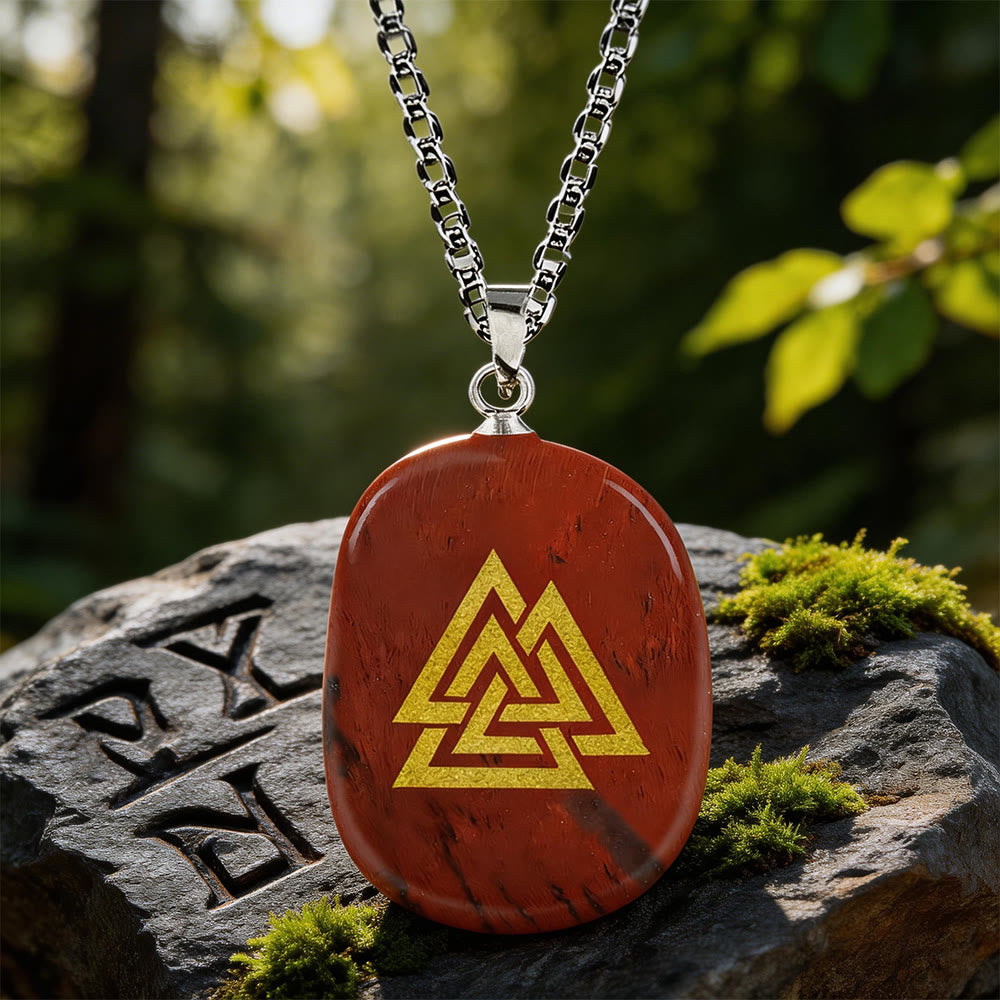 WorldNorse Valknut Strength Sigil Crystal Necklace - Red Jasper - image 0