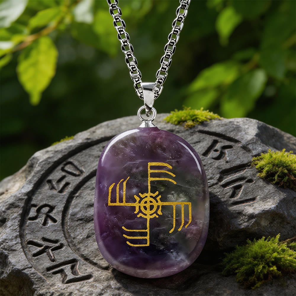 WorldNorse Ginfaxi Warrior Strength Crystal Necklace - Amethyst - image 0