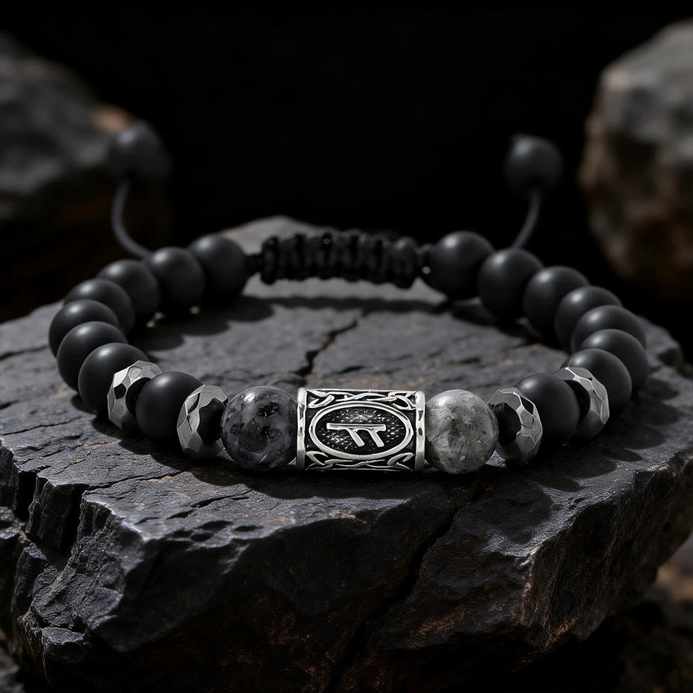 WorldNorse Viking Runes Strength Crystal Beaded Bracelet - Labradorite - image 0