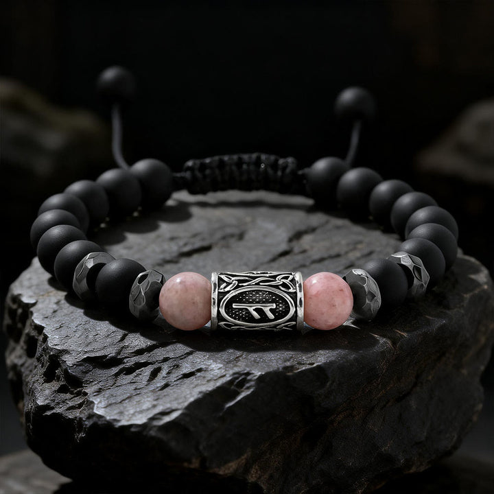 FREE Today: Viking Rune Crystal Beaded Adjustable Braided Bracelet - Pink Zebra Jasper - image 10