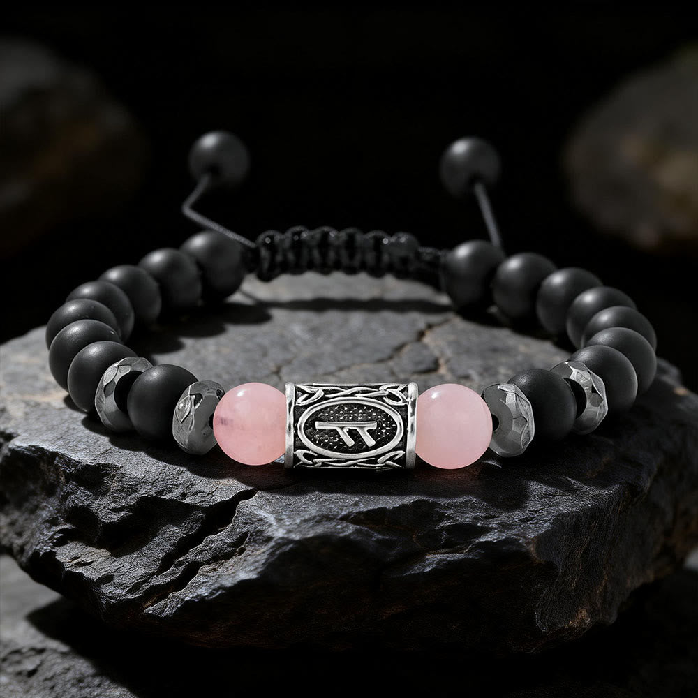 FREE Today: Viking Rune Crystal Beaded Adjustable Braided Bracelet - Rose Quartz - image 18