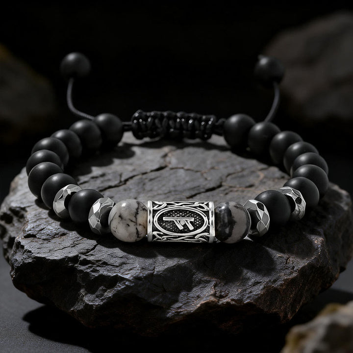 FREE Today: Viking Rune Crystal Beaded Adjustable Braided Bracelet - Black Veined Jasper - image 5