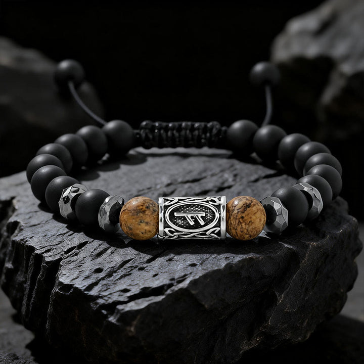 FREE Today: Viking Rune Crystal Beaded Adjustable Braided Bracelet - Picture Jasper - image 16