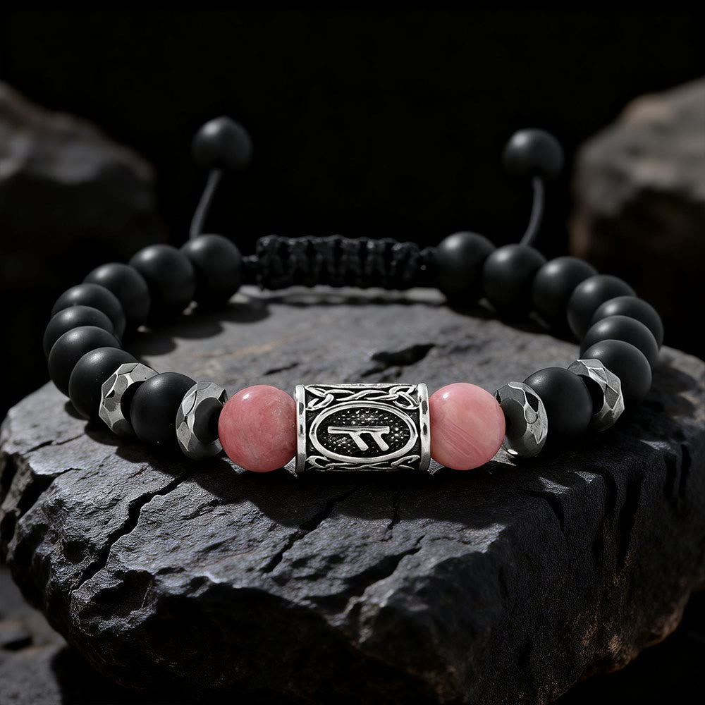 FREE Today: Viking Rune Crystal Beaded Adjustable Braided Bracelet - Rhodochrosite - image 8