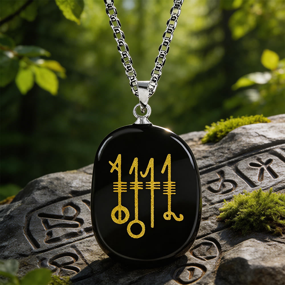WorldNorse Svefnthorn Slumber Stave Crystal Necklace - Black Obsidian - image 1