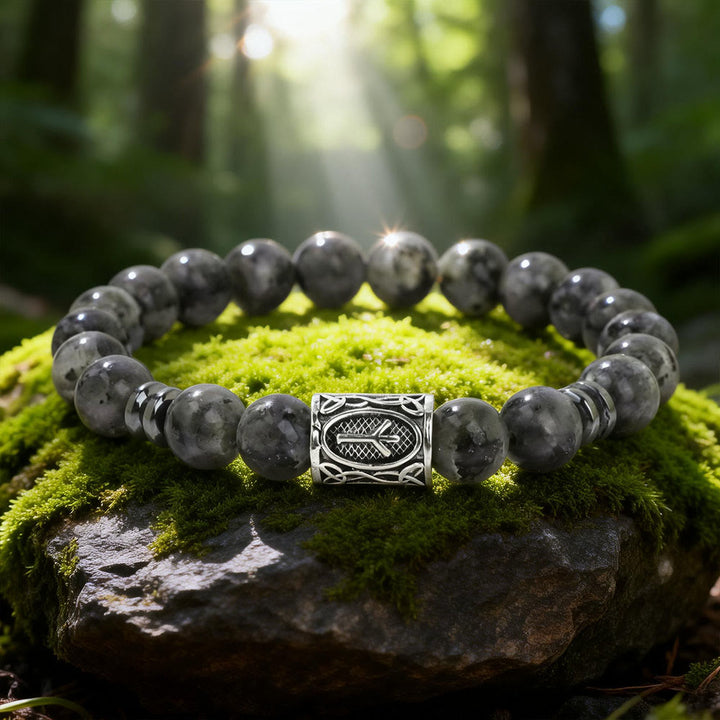 WorldNorse Viking Runes Blessing Crystal Beaded Bracelet - Labradorite - image 5