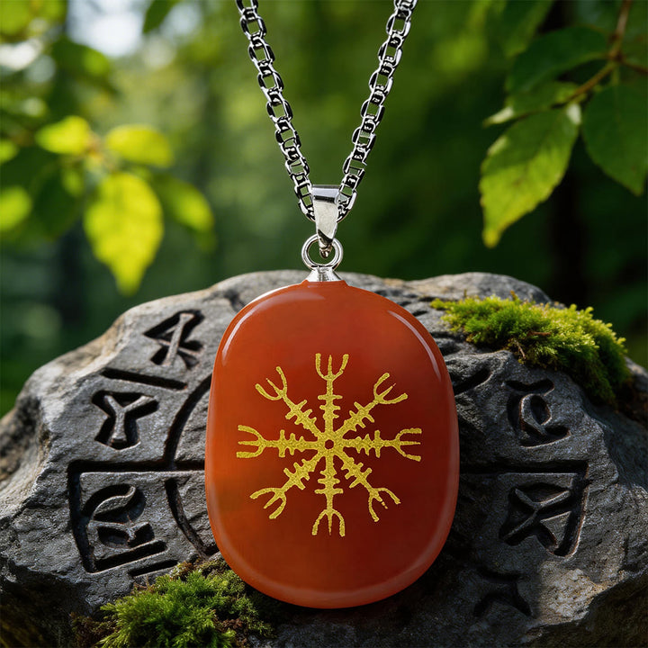 WorldNorse Norse Helm of Awe Courage Crystal Necklace - Red Agate - image 7