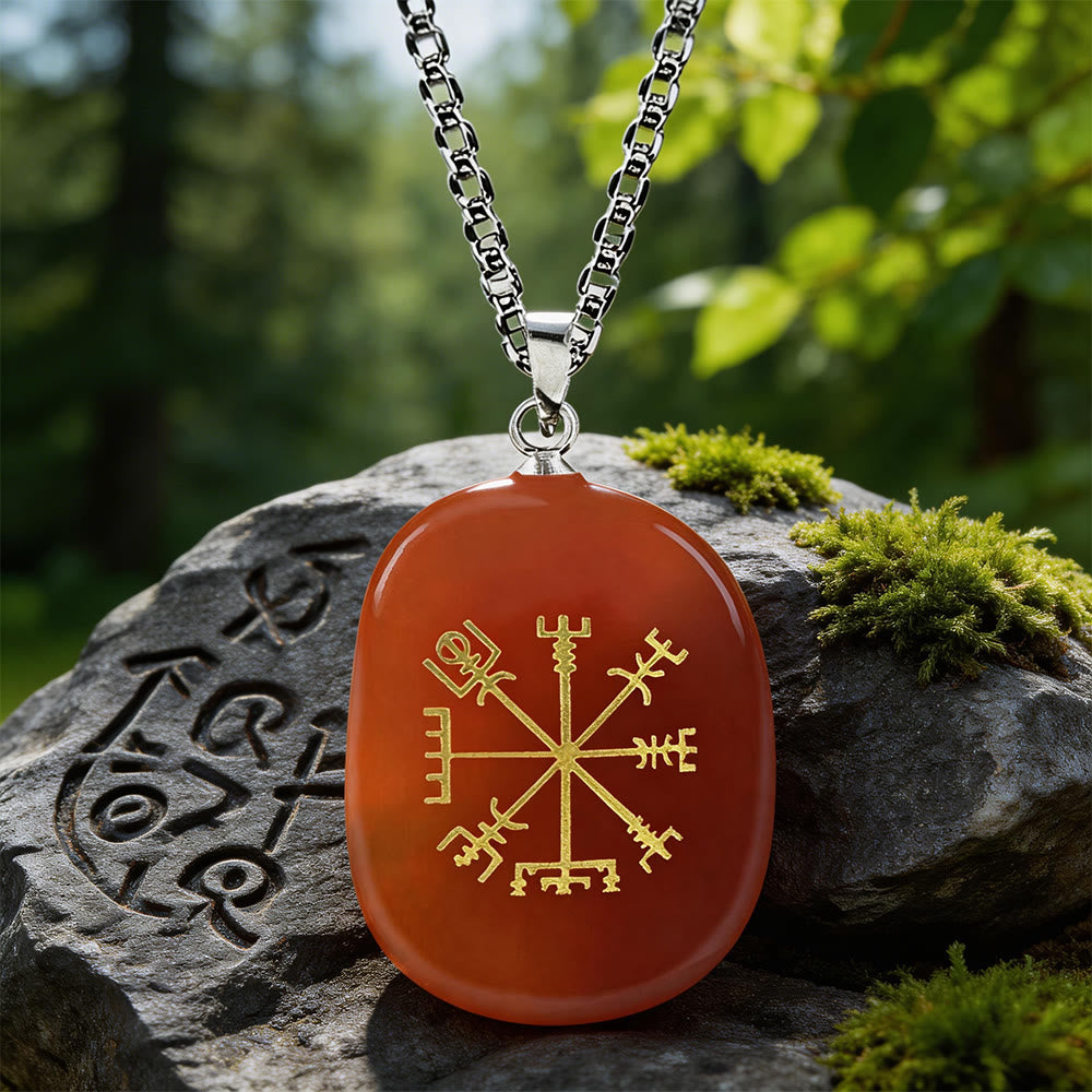 WorldNorse Vegvisir Runic Compass Guidance Crystal Necklace - Red Agate - image 7