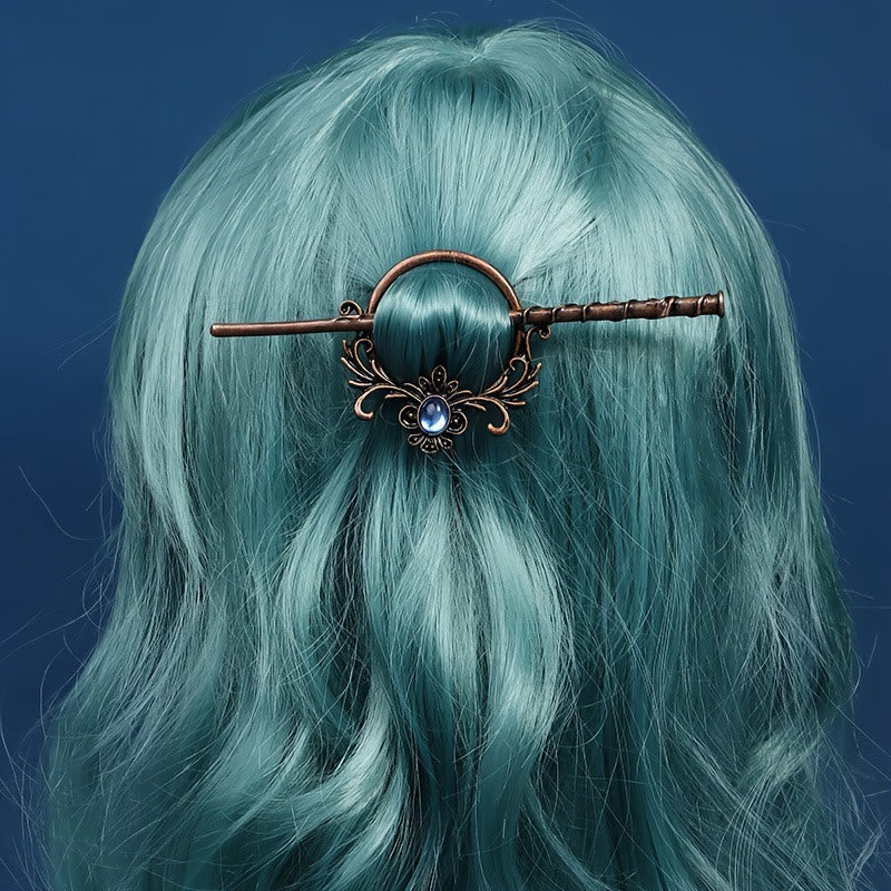 WorldNorse Forged Filigree Moonstone Hairpin - Red Bronze - image 0