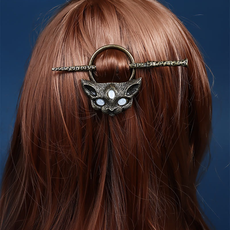 WorldNorse Forged Trine Eye Cat Gem Hairpin - Bronze - image 2