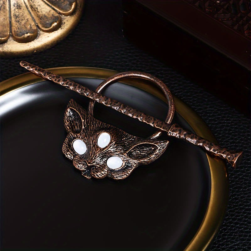 WorldNorse Forged Trine Eye Cat Gem Hairpin - image 1