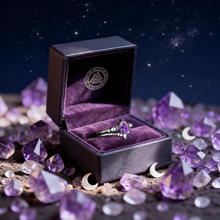 FREE Today: Black Gold Plated Amethyst Moon Ring Set - image 4