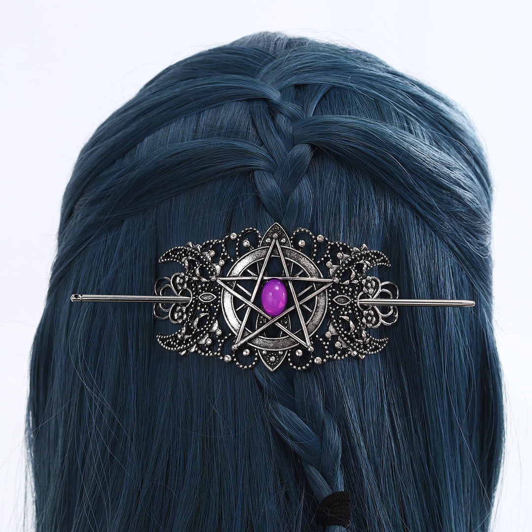 WorldNorse Pentagram Moon Filigree Hairpin - image 6