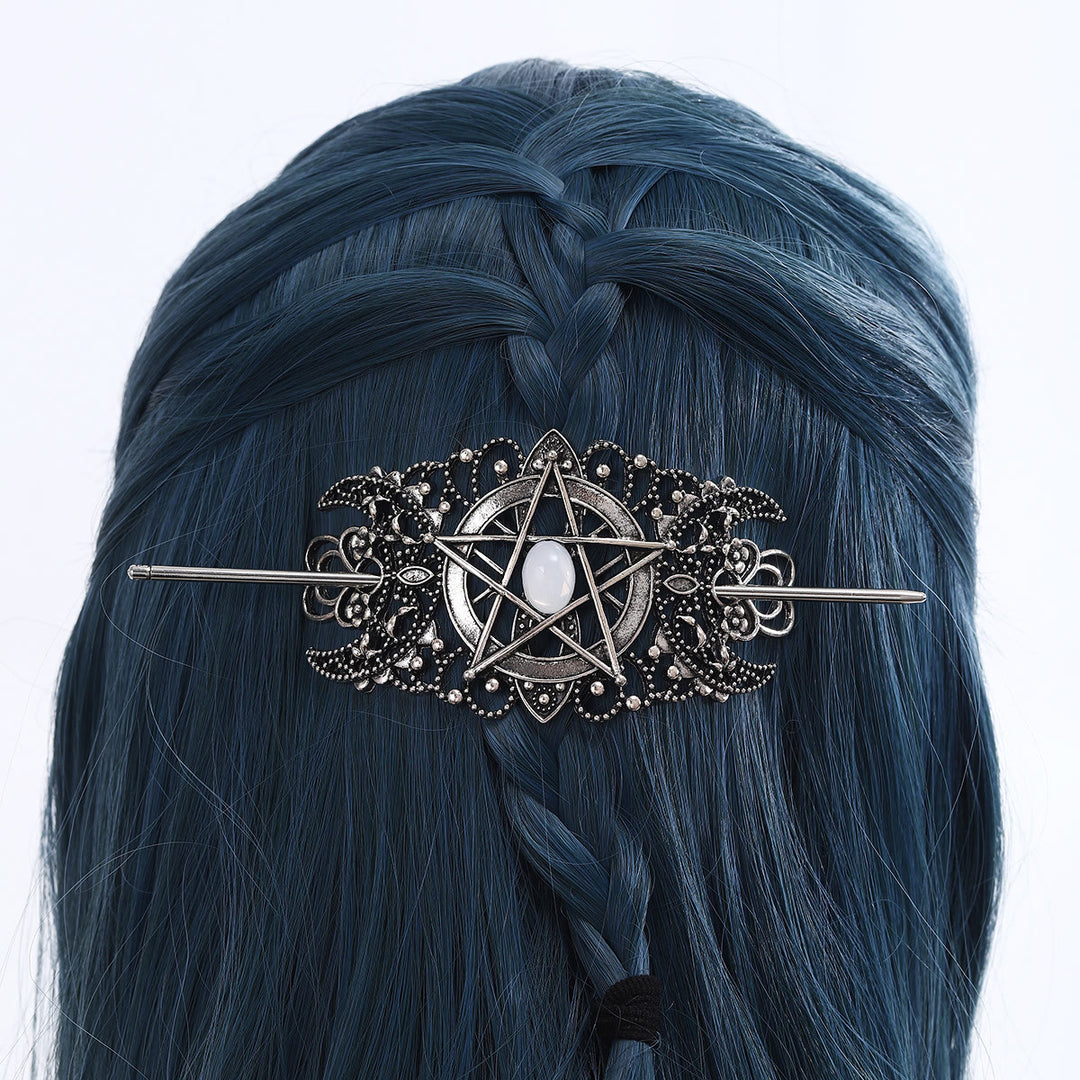 WorldNorse Pentagram Moon Filigree Hairpin - image 2
