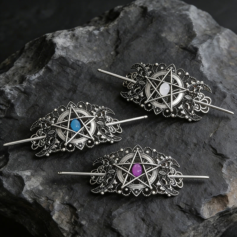 WorldNorse Pentagram Moon Filigree Hairpin - image 0