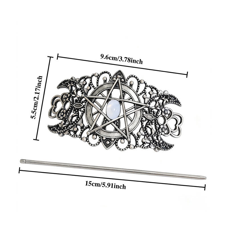 WorldNorse Pentagram Moon Filigree Hairpin - image 7