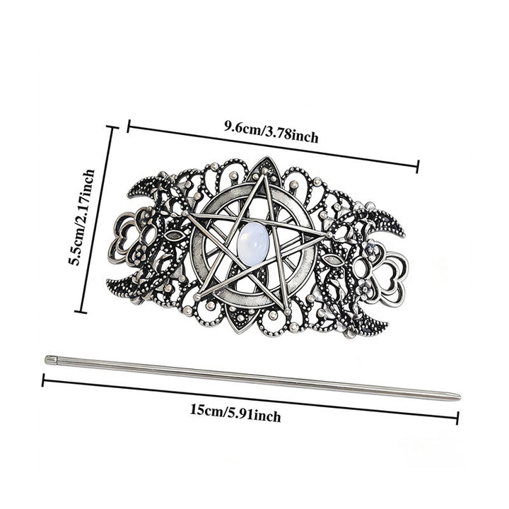 WorldNorse Pentagram Moon Filigree Hairpin - image 7