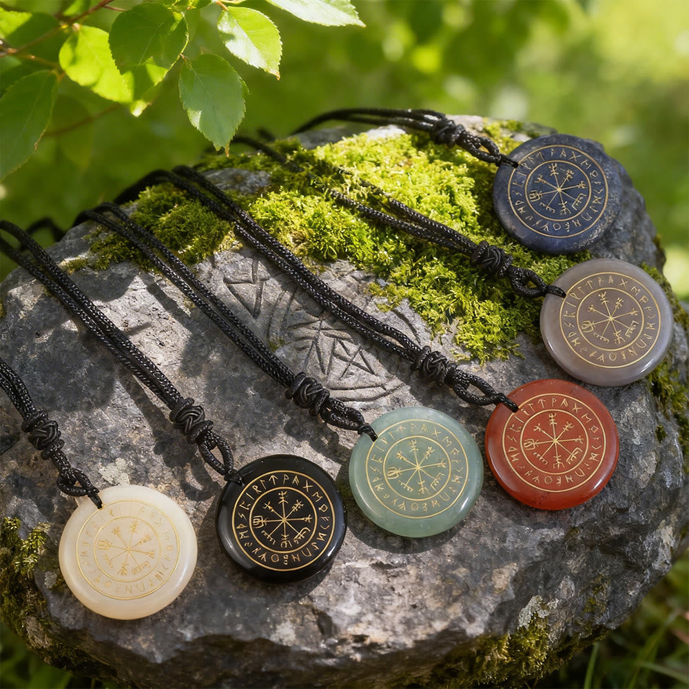 WorldNorse Vegvisir Rune Guidance Crystal Necklace - image 0