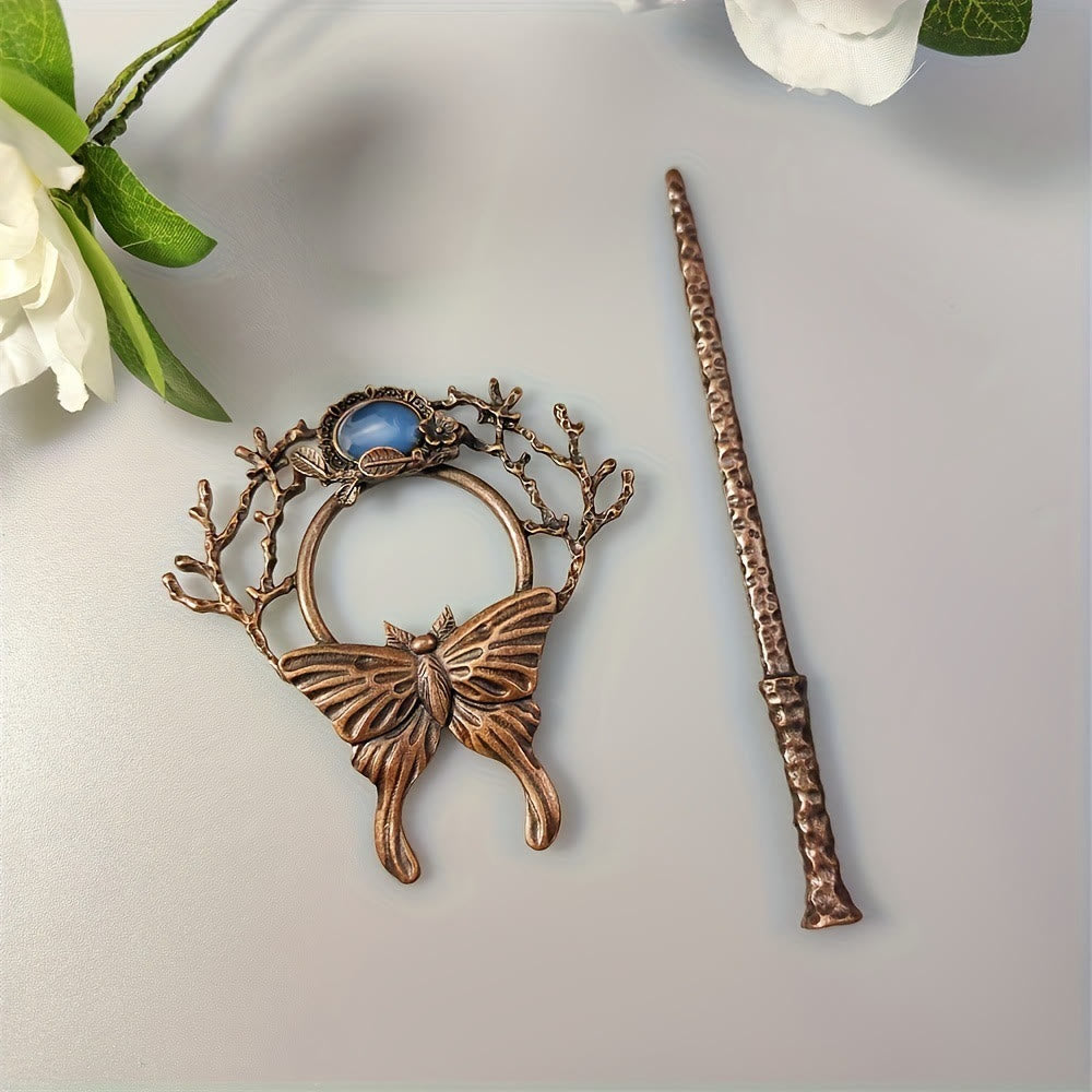 WorldNorse Wrought Twig Butterfly Jewel Hairpin - image 1