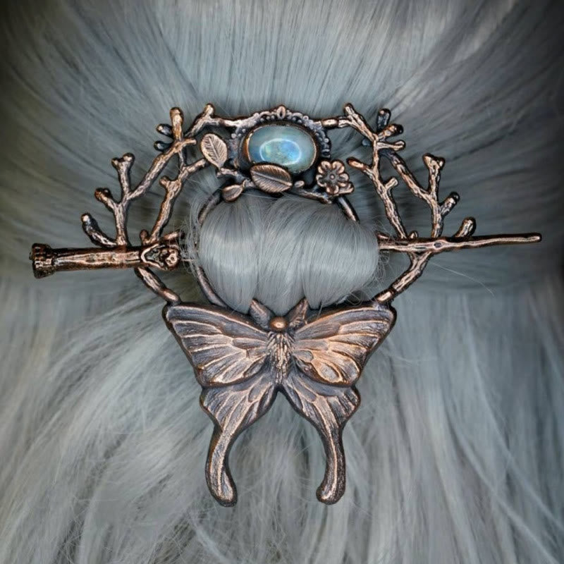 WorldNorse Wrought Twig Butterfly Jewel Hairpin - Red Bronze - image 0