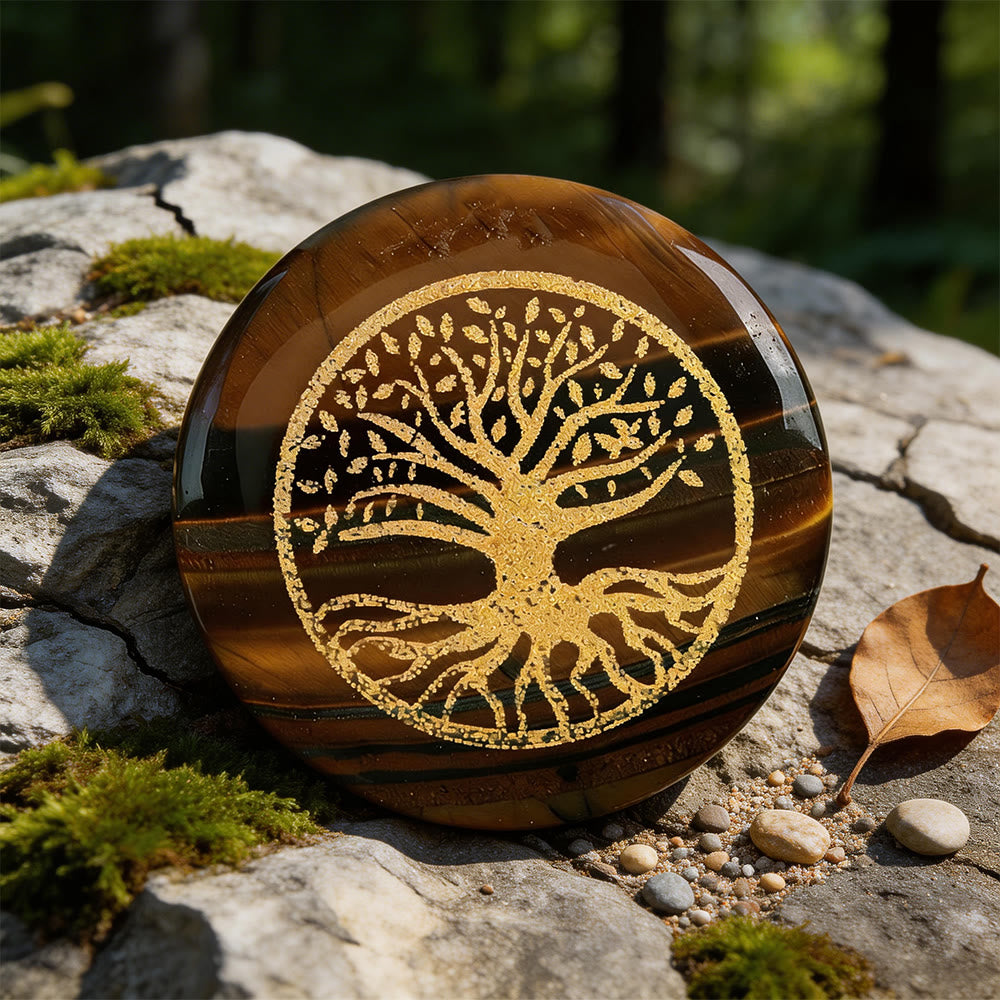 WorldNorse Tree of Life Protection Engraved Crystal Decor - Tiger's Eye - image 4