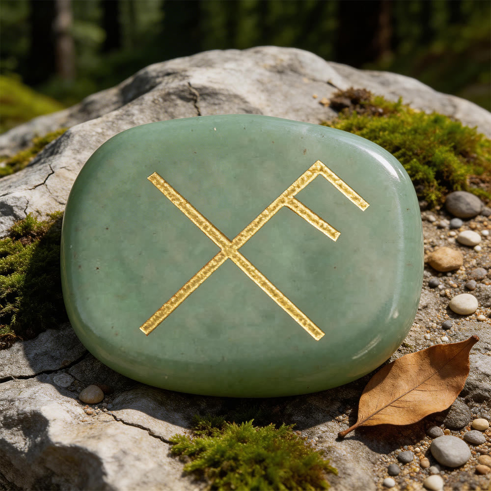 WorldNorse Gibo Auja Positive Fortune Rune Crystal Decor - Green Aventurine - image 1
