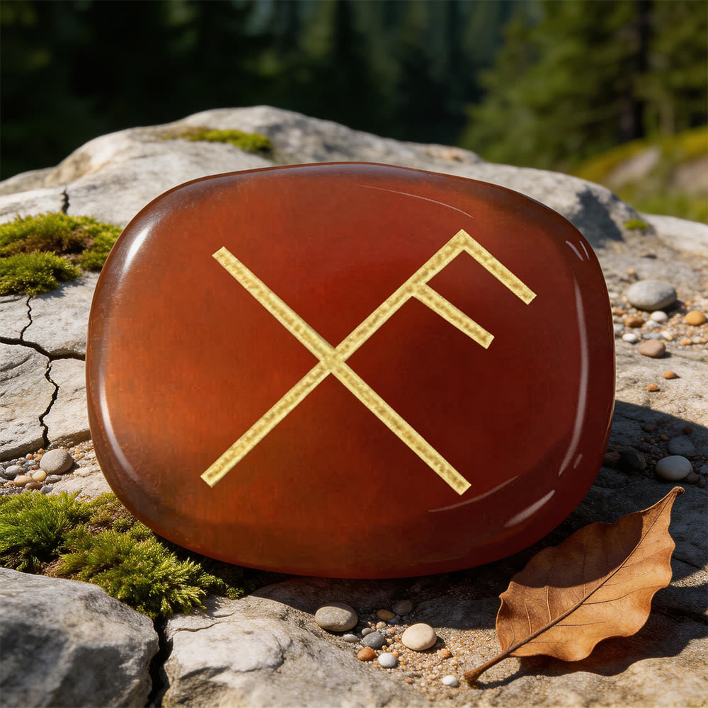 WorldNorse Gibo Auja Positive Fortune Rune Crystal Decor - Red Agate - image 4