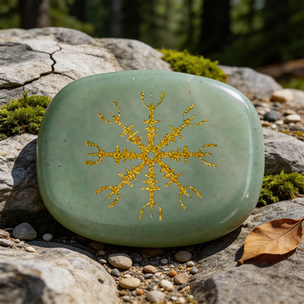 WorldNorse Helm of Awe Courage Protection Rune Crystal Decor - Green Aventurine - image 1