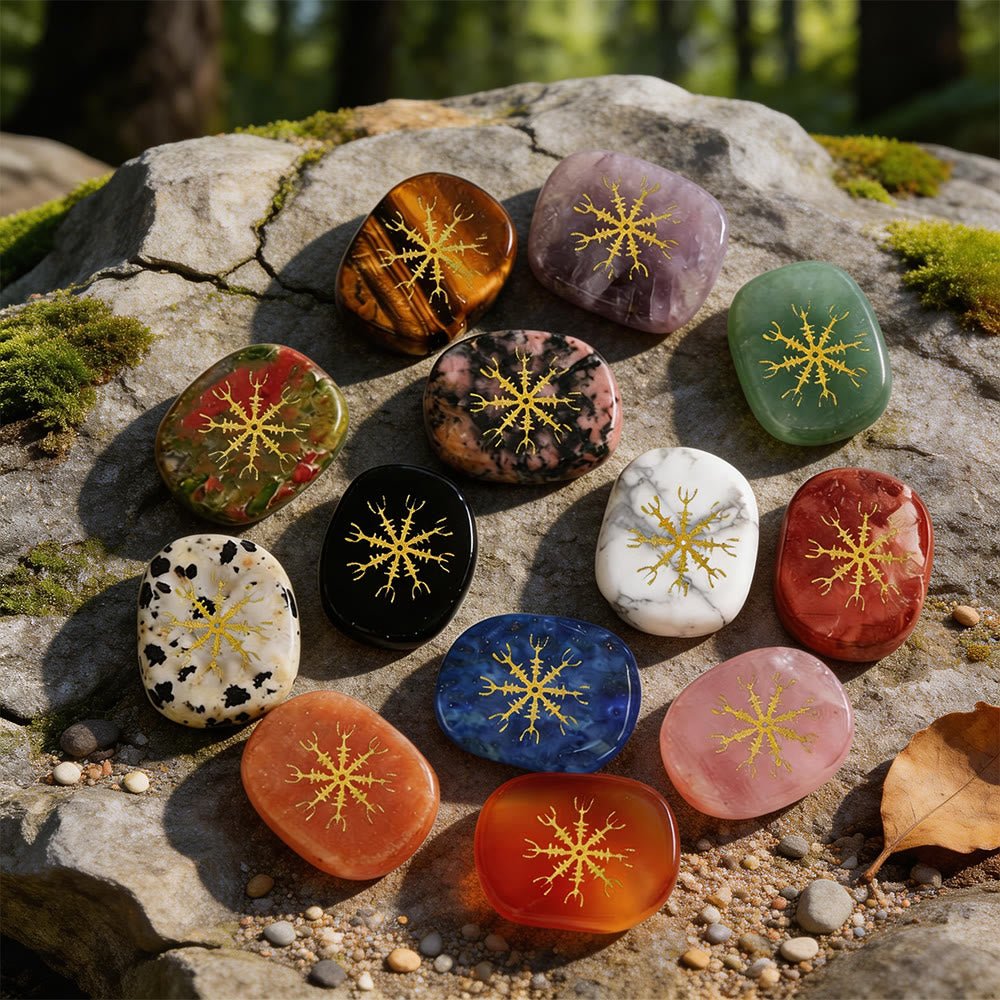 WorldNorse Helm of Awe Courage Protection Rune Crystal Decor - Full Set (16 Pieces) - image 0