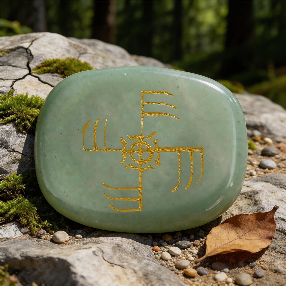 WorldNorse Ginfaxi Warrior Victory Rune Crystal Decor - Green Aventurine - image 1