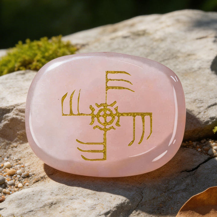 WorldNorse Ginfaxi Warrior Victory Rune Crystal Decor - Rose Quartz - image 2