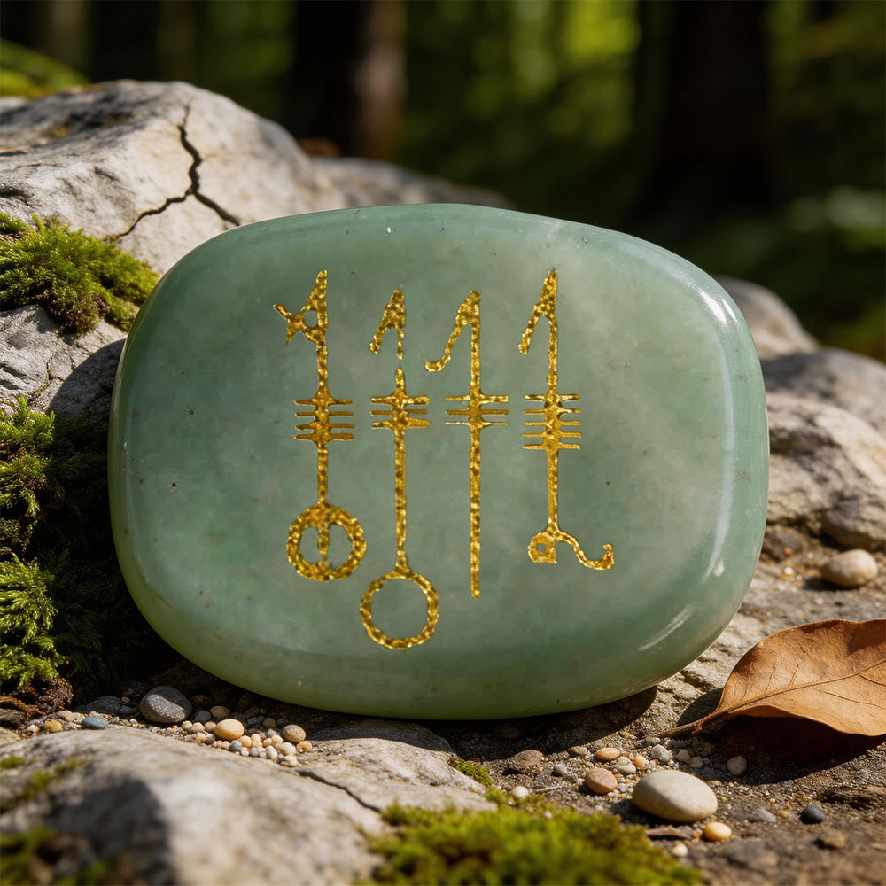 WorldNorse Viking Svefnthorn Restful Peace Rune Crystal Decor - Green Aventurine - image 1