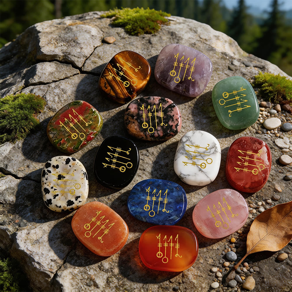 WorldNorse Viking Svefnthorn Restful Peace Rune Crystal Decor - Full Set (16 Pieces) - image 0