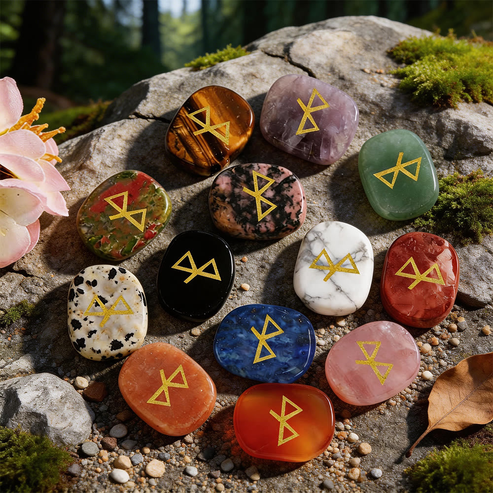 WorldNorse Healing Bind Rune Vitality Crystal Decor - Full Set (16 Pieces) - image 0