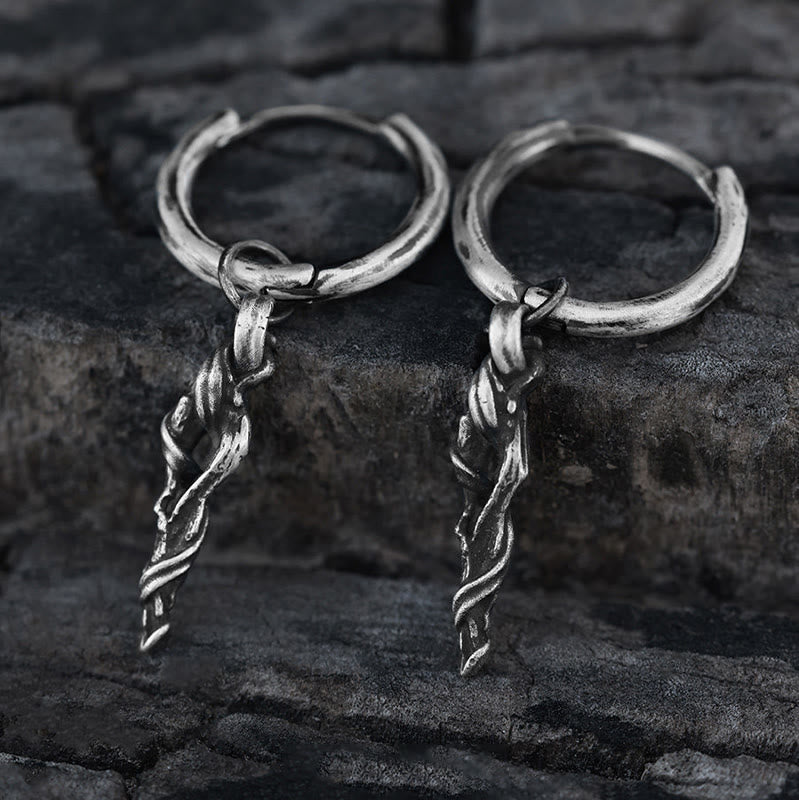 WorldNorse Handcrafted 999 Silver Ancient Wood Spiral Textured Earrings - A Pair - image 0