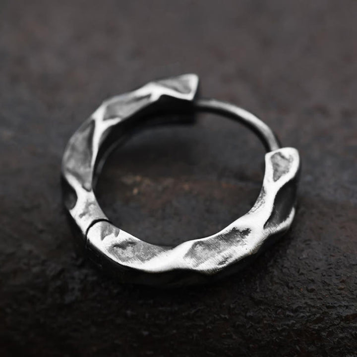 WorldNorse Handcrafted 925 Silver Hammered Rock Hoop Earrings - image 5