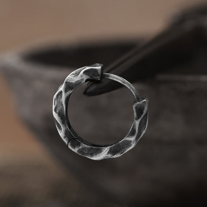 WorldNorse Handcrafted 925 Silver Hammered Rock Hoop Earrings - image 4