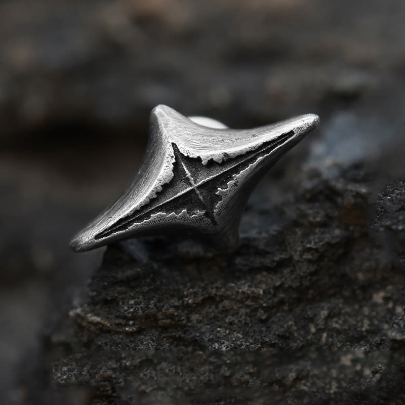 WorldNorse Handcrafted 999 Silver Four Pointed Star Carved Earrings - image 4