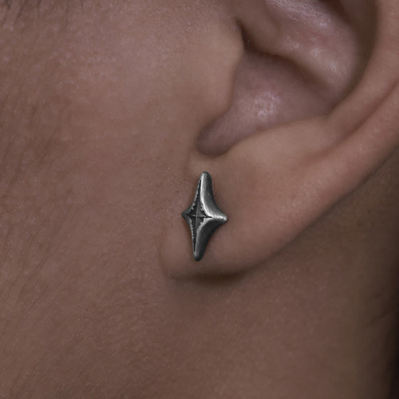 WorldNorse Handcrafted 999 Silver Four Pointed Star Carved Earrings - image 6
