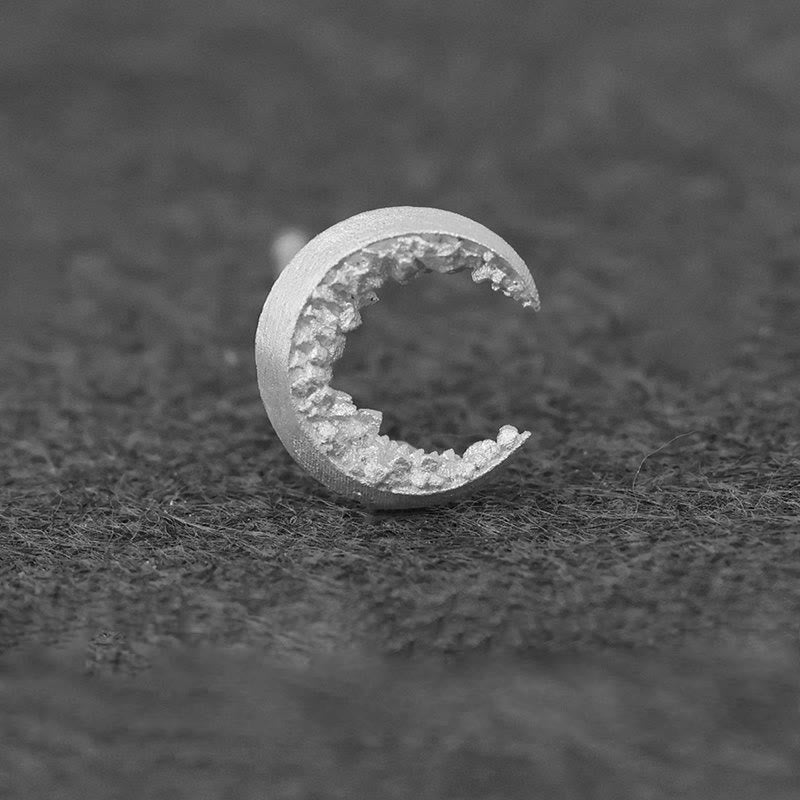 WorldNorse Handcrafted 999 Silver Fragmented Stone Crescent Earrings - Silver - image 3