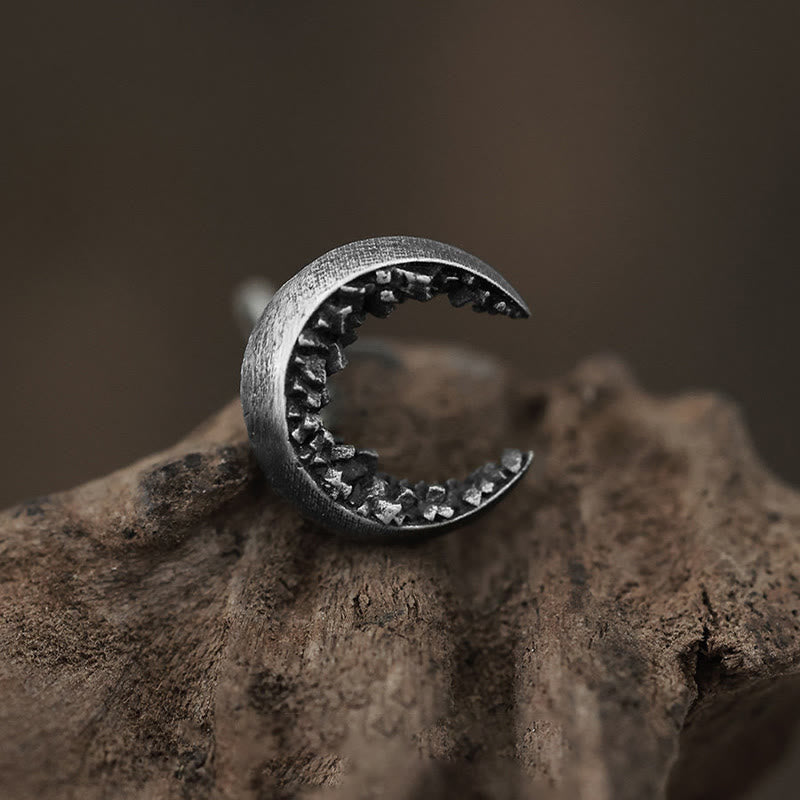 WorldNorse Handcrafted 999 Silver Fragmented Stone Crescent Earrings - image 6