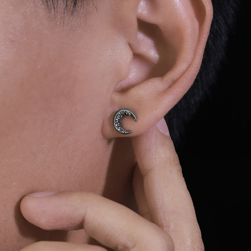 WorldNorse Handcrafted 999 Silver Fragmented Stone Crescent Earrings - image 2